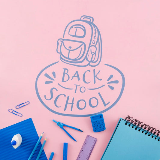 Free Top View Back To School With Pink Background Psd