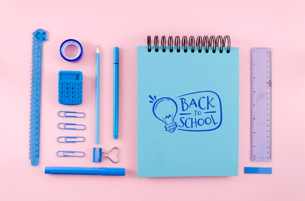 Free Top View Back To School With Pink Background Psd