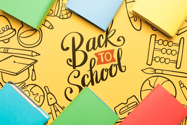 Free Top View Back To School With Yellow Background Psd