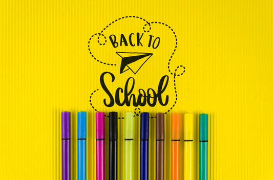 Free Top View Back To School With Yellow Background Psd