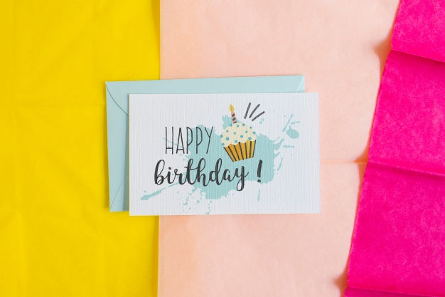 Free Top View Birthday Card Mockup Psd