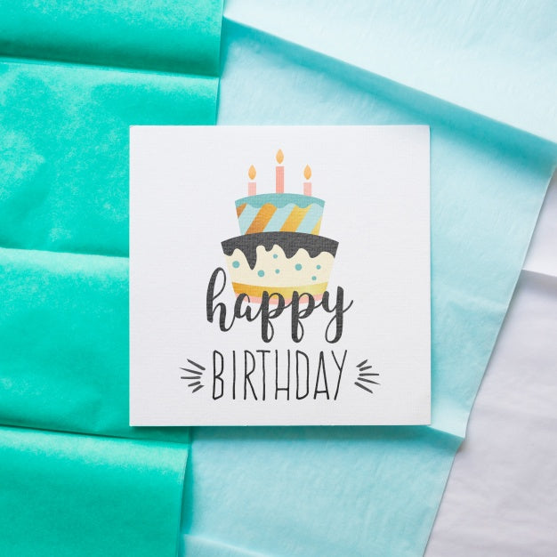 Free Top View Birthday Card Mockup Psd