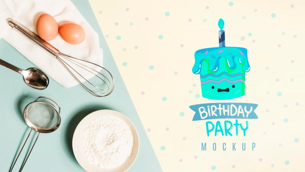 Free Top View Birthday Concept With Mock-Up Psd