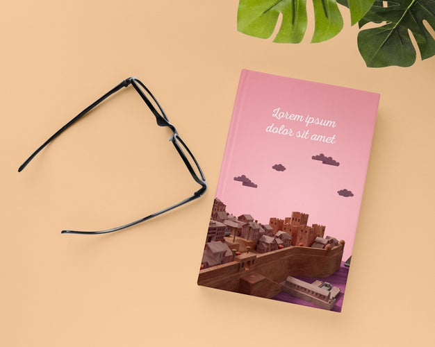 Free Top View Book And Glasses Arrangement Psd