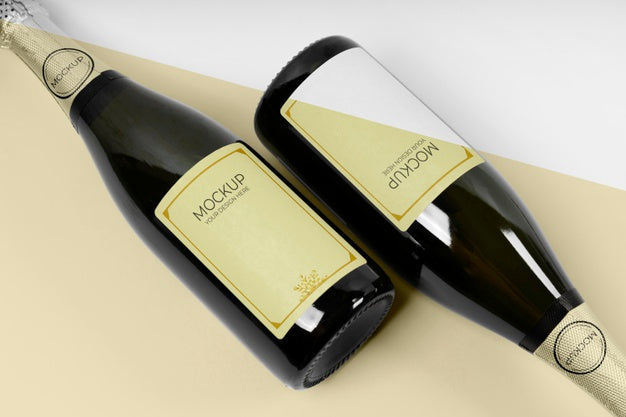 Free Top View Champagne Bottles Mock-Up Psd