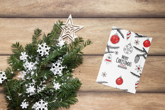 Free Top View Christmas Concept With Mock-Up Psd