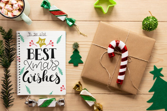 Free Top View Christmas Concept With Mock-Up Psd