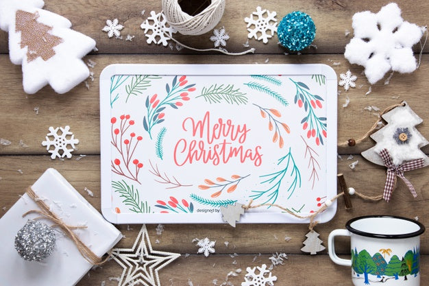 Free Top View Christmas Concept With Mock-Up Psd