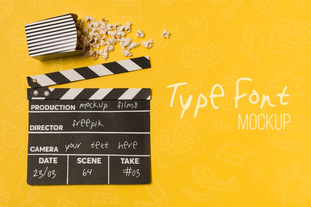 Free Top View Cinema Arrangement With Mock-Up And Copy Space Psd