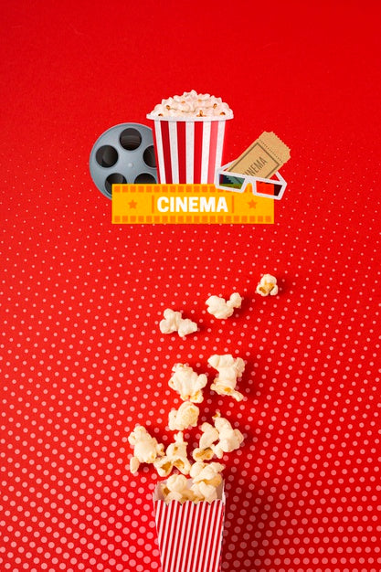 Free Top View Cinema Popcorn Paper Bag Psd