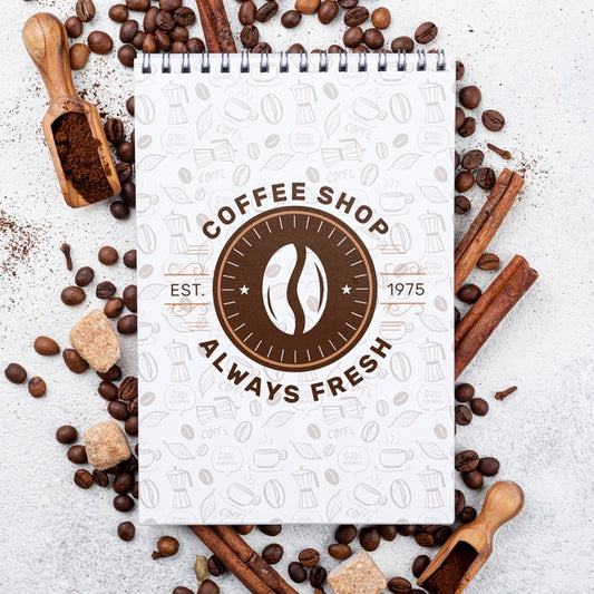 Free Top View Coffee Beans Mockup Psd