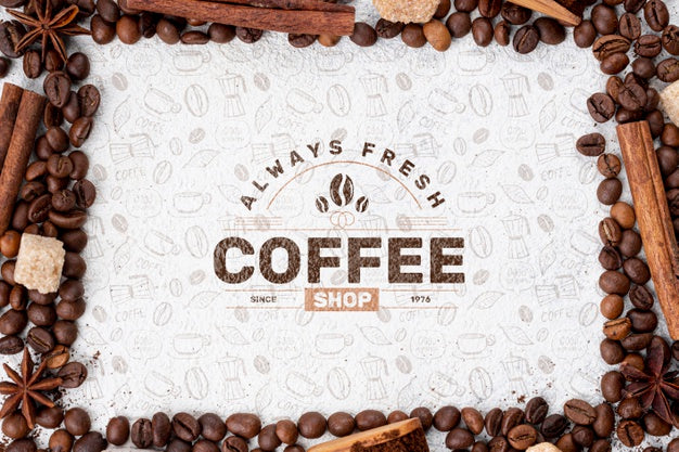 Free Top View Coffee Beans Mockup Psd