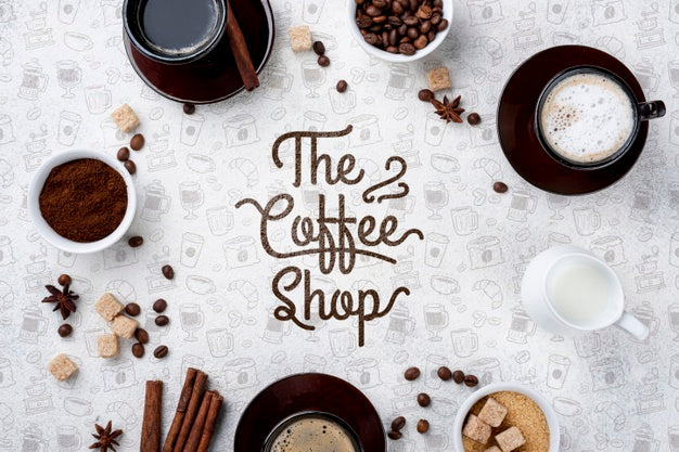 Free Top View Coffee Beans Mockup Psd