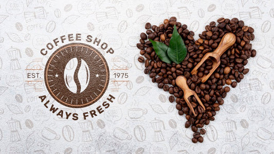 Free Top View Coffee Beans Mockup Psd