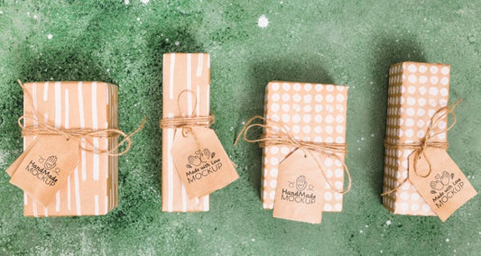 Free Top View Collections Of Presents With Tags Psd