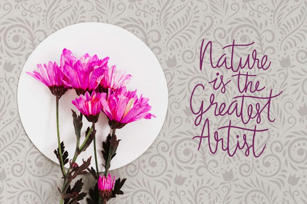 Free Top View Colorful Flowers Concept Psd