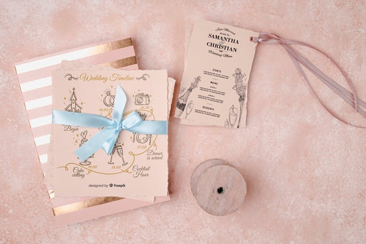 Free Top View Colorful Wedding Invitation Psd