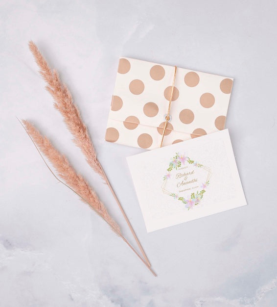 Free Top View Colorful Wedding Invitation Psd