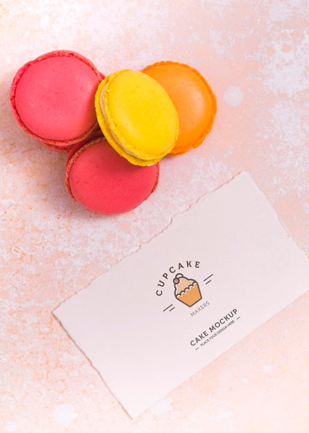 Free Top View Delicious Macarons Arrangement Psd