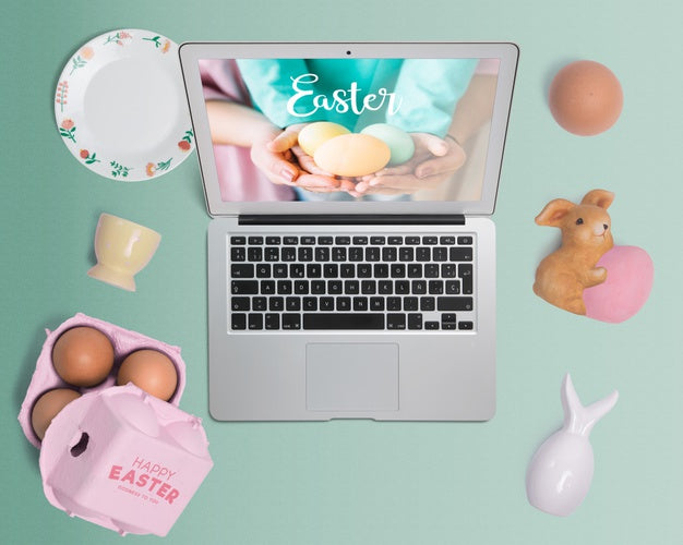 Free Top View Easter Mockup Composition Psd