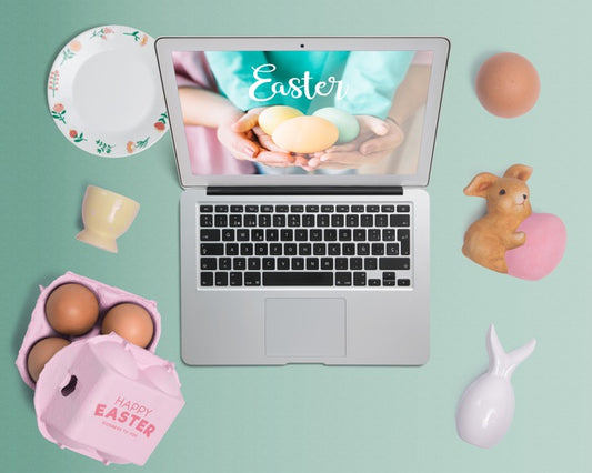 Free Top View Easter Mockup Composition Psd