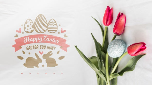 Free Top View Easter Mockup Composition Psd