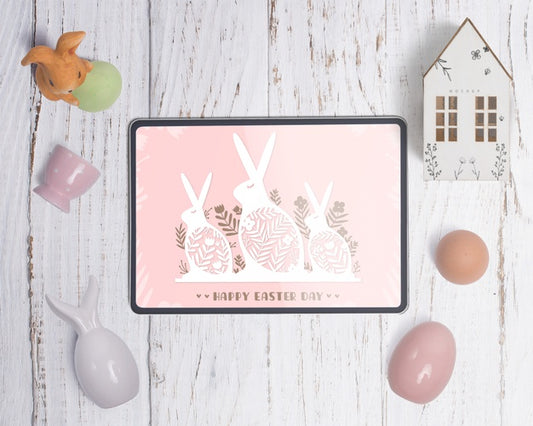 Free Top View Easter Mockup Composition Psd