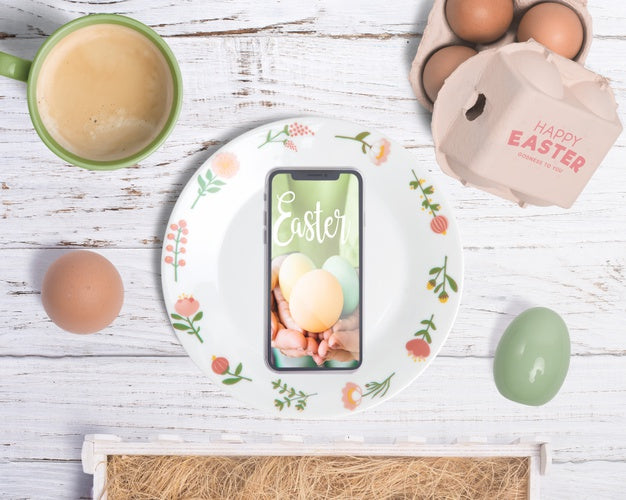 Free Top View Easter Mockup Composition Psd