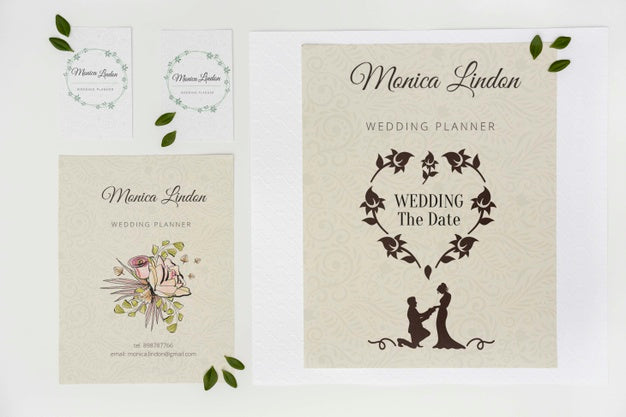 Free Top View Elegant Wedding Invitation Psd