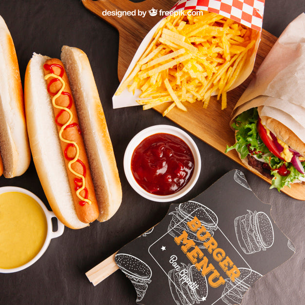 Free Top View Fast Food Mockup Psd