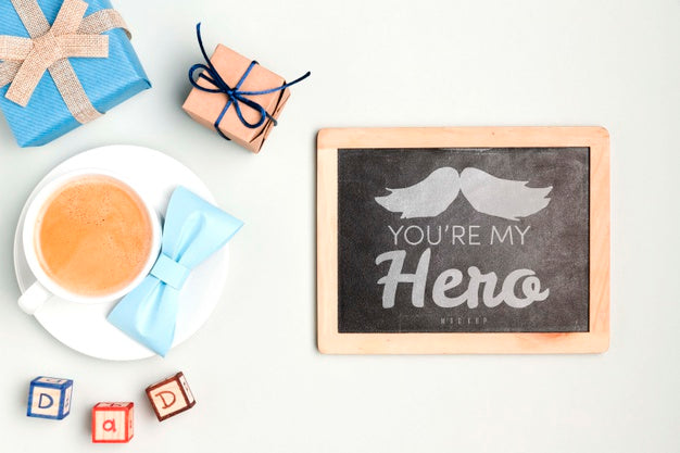 Free Top View Father'S Day Frame With Mock-Up Psd