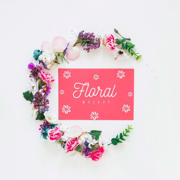 Free Top View Flowers With Copy Space Psd