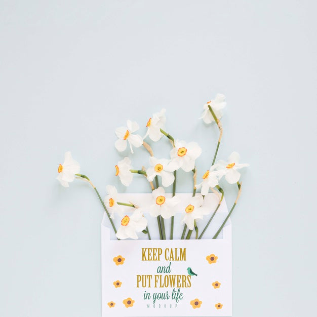 Free Top View Flowers With Copy Space Psd