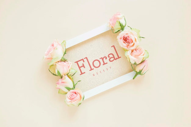 Free Top View Flowers With Copy Space Psd