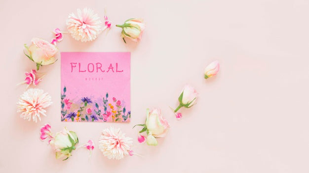 Free Top View Flowers With Copy Space Psd