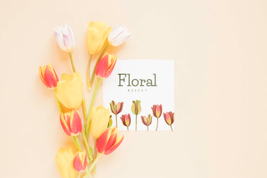 Free Top View Flowers With Copy Space Psd