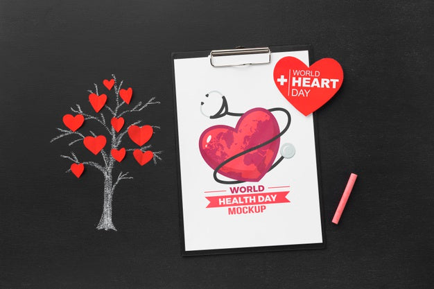 Free Top View Health Day Mock-Up Tree With Hearts Psd