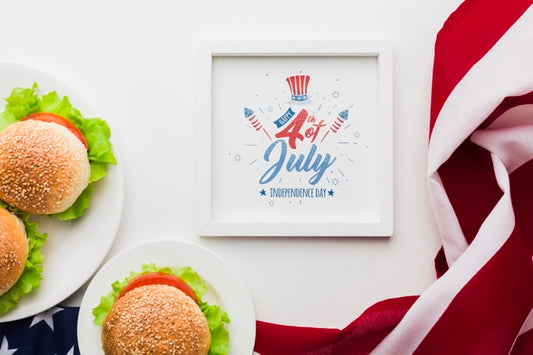 Free Top View Independence Day With Mock-Up Psd