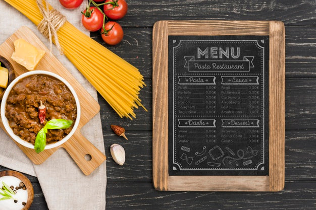 Free Top View Italian Food Menu Psd