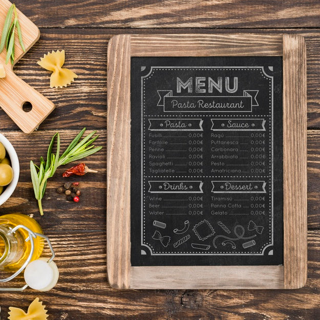 Free Top View Italian Food Mock-Up Psd