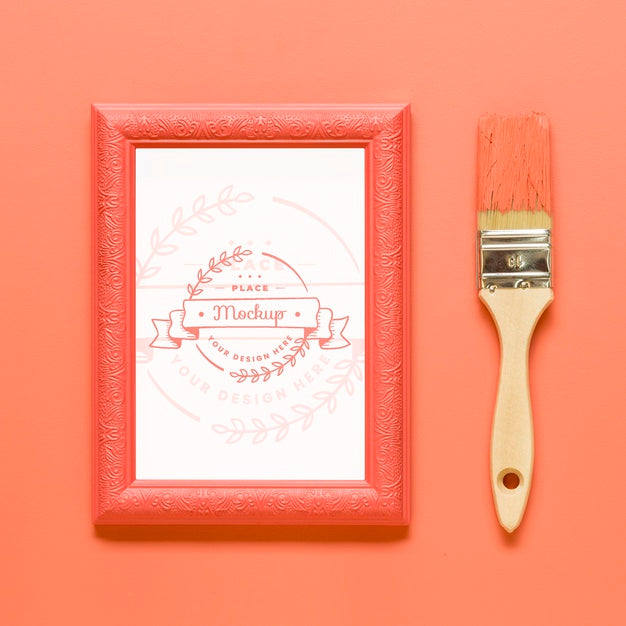 Free Top View Living Coral Arrangement With Frame Mock-Up Psd