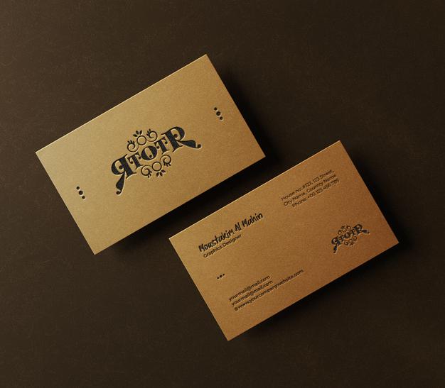 Free Top View Luxury Horizontal Business Card Mockup Psd