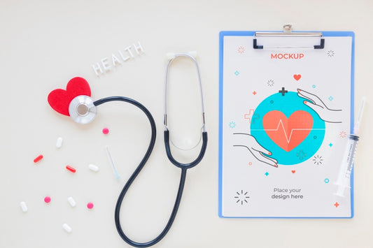 Free Top View Medical Clipboard With Mock-Up Psd