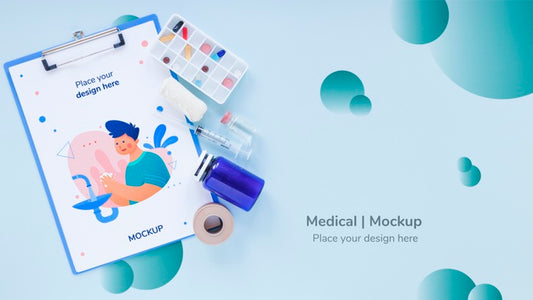 Free Top View Medical Clipboard With Mock-Up Psd