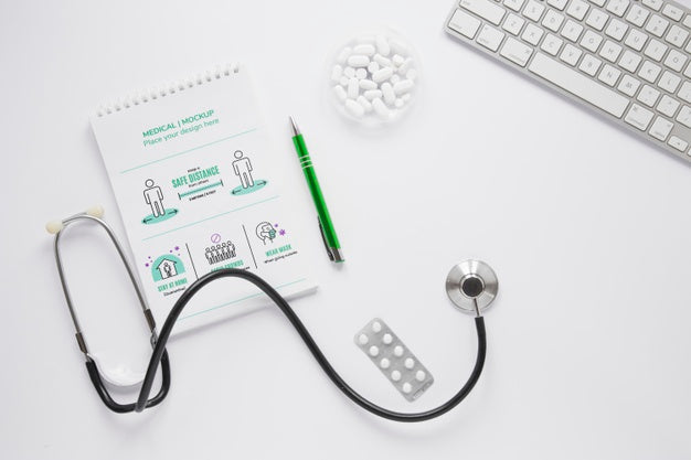 Free Top View Medical Stethoscope With Mock-Up Psd