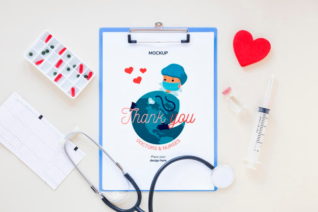 Free Top View Medical Stethoscope With Mock-Up Psd