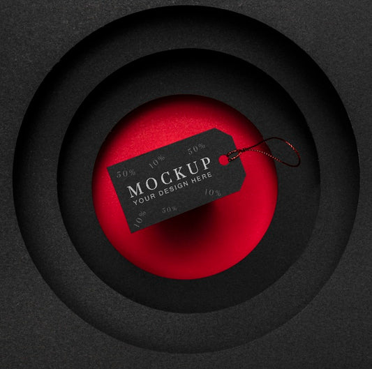 Free Top View Mock-Up Black Friday Price Tag And Layers Of Fabric Psd