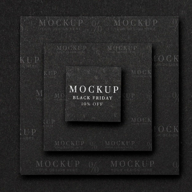 Free Top View Mock-Up Black Friday Squared Layered Shapes Psd