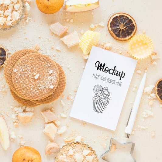 Free Top View Mock-Up With Pastries Psd