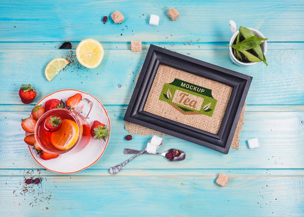 Free Top View Morning Tea Mock-Up Psd